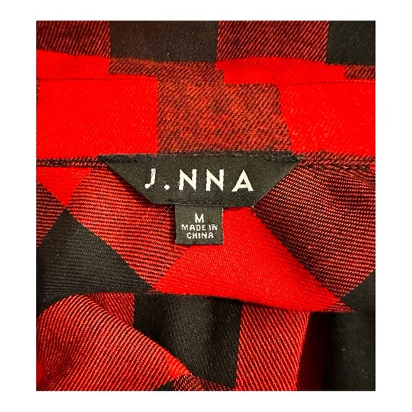J.NNA Buffalo Plaid Long Sleeve Button Down Shirt Women’s Size M - Picture 3 of 5